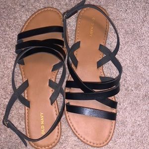 Black Crisscross Strap Sandals